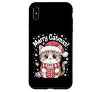 Christmas Outfit Kawaii Cat Santa Hat Hot Cocoa Merry Catmas Case for iPhone XS Max