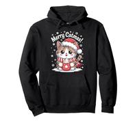 Christmas Outfit Kawaii Cat Santa Hat Hot Cocoa Merry Catmas Pullover Hoodie