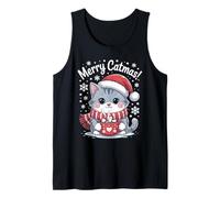 Christmas Outfit Kawaii Cat Santa Hat Hot Cocoa Merry Catmas Tank Top
