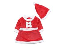 Christmas Outfit Kids Santa Dress with Hat Two Piece Winter Cosplay Costume for Baby Girls Toddlers Soft Breathable Material Festive Party Wear Holiday Celebration Age 6 to 18 Months