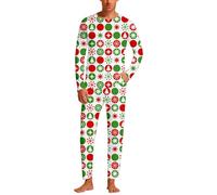 Christmas Outfit,Men's Suiting Crafted Set for Festive Holidays - Santa Print Cozy Two Piece Pajamas with Soft Fabric for Home Nightwear and Relaxation (White, M)