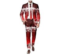 Christmas Outfit,Men's Suits | Christmas Printed Suit And Trousers Casual Loose Comfortable Business And Foreign Trade Two Piece Set (L)