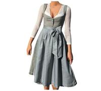 Christmas Outfit Women Octoberfest Dirndl Dress Traditional German Beer Festival Costume(Blue,L)