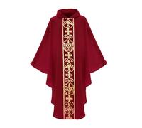 Christmas Outfits Catholic Priest Medieval Gothic Minister Cosplay Arabic Church Mass Halloween(Red,One Size)