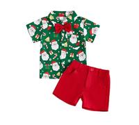 Christmas Outfits For A 2 Year Old - Stylish Summer Boys Outfit Gentleman Party Short Sleeve Shirt And Shorts Two Piece Toddler For (Green1, 3-4 Years)