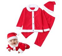 Christmas Outfits for Baby Boys,Baby Girl First Outfit Rompers Fleece Hooded Romper Jumpsuit Girls Boys Costumes Hat Winter Clothes Unisex Toddlers Kids (Red#a,3-4 Years)