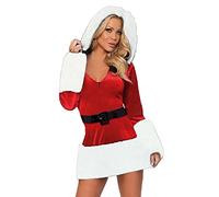 Christmas Outfits for Women Sexy Santa Babydoll Underwear Female Secret Santa Gifts Chemises & Negligees Sexy Mrs Claus Costume Women Naughty Sexy Lingerie for Women Sets (White, M)