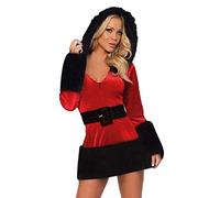 Christmas Outfits for Women Sexy Santa Babydoll Underwear Female Secret Santa Gifts Chemises & Negligees Sexy Mrs Claus Costume Women Naughty Sexy Lingerie for Women Sets (Black, XL)