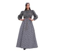 Christmas Outfits Medieval Costume For Women Men Elegant Court Dress Cosplay Outfit Four Piece Set With Scarf Perfect For Halloween Party Performance(Grey,L)