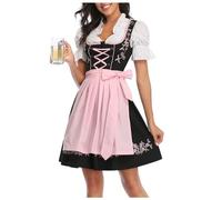 Christmas Outfits Women Octoberfest Dirndl Dress Traditional German Beer Festival Costume(M)