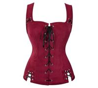 Christmas Outfits Women's Vest Cosplay Costume Bodice Tanks The Medieval Court Gentlemen Wore Stage Costumes With Coat(Red,XS)