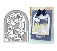 Christmas Oval Border Deer Tree Snowman Metal Die Cuts for Card Making