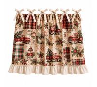 Christmas Oven Door Curtain, Gingerbread Stove Cover, Handle Cotton Linen | Festive gingerbread oven door curtain with six tie straps and ruffled hem for farmhouse Christmas kitchen decor
