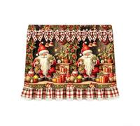 Christmas Oven Skirt Curtain 78x55cm 8 Ties Rustic Farmhouse Red Decor | Machine-washable polyester Handcrafted farmhouse pattern Fits ovens dishwashers and cabinets
