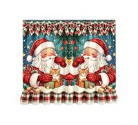 Christmas Oven Skirt Curtain 78x55cm 8 Ties Rustic Farmhouse Red Decor | Machine-washable polyester Handcrafted farmhouse pattern Fits ovens dishwashers and cabinets