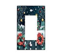 Christmas Owl Bird Decorative Light Switch Cover Plate 1 Gang Single Rocker, Novelty Snowy Forest Electrical Faceplate for Kitchen Bathroom, Xmas Switchcover Decor
