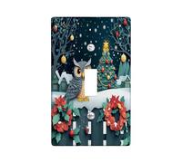 Christmas Owl Bird Decorative Light Switch Cover Plate 1 Gang Single Toggle, Novelty Snowy Forest Electrical Faceplate for Kitchen Bathroom, Xmas Switchcover Decor