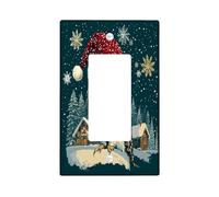 Christmas Owl Bird Decorative Light Switch Cover Wall Plate 1 Gang Single Rocker, Xmas Snowy Forest Electrical Faceplate for Kitchen Bathroom Decor, Winter Electrical Switchplate