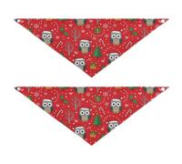 Christmas Owls Dog Bandana Sets of 2 Dog Bibs Puppy Birthday Bandana Scarf Accessories for Small Large Cat Pet Bandana M Red