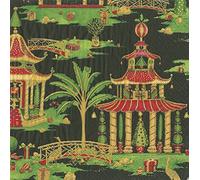 Christmas Pagodas by Katharine Barnwell Black Christmas Caspari Cocktail or Tea Napkins Paper 25 cm Square 20 in Pack