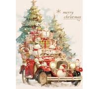 Christmas Paint by Numbers for Adults car, DIY Snowman Paint by Number for Children&Beginners, Acrylic Paint Canvas Crafts for Kids, for Christmas Gifts and Winter Decorations, Unframed 45x60cm p-28