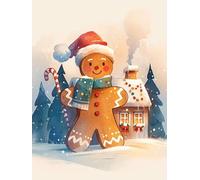 Christmas Paint by Numbers for Adults Gingerbread Man, DIY Xmas Paint by Number for Children, Acrylic Paint Canvas Crafts for Kids, for Christmas Gifts or Winter Decorations, Unframed 60x80cm p-165