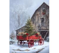 Christmas Paint by Numbers for Adults red, DIY Brown Paint by Number for Children&Beginners, Acrylic Paint Canvas Crafts for Kids, for Christmas Gifts and Winter Decorations, Unframed 45x60cm p-152