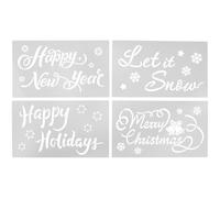 Christmas Painting Templates 6pcs Hollow Drawing Template | Plastic Waterproof Stencil Set, Black Hollowed out Pattern, DIY Accessories for Festive Window Decor