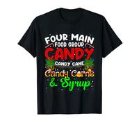 Christmas Pajama Four Main Funny Food Groups Elf Candy Corn T-Shirt