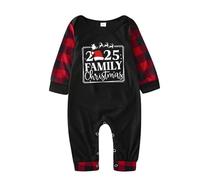 Christmas Pajamas for Family，2 Pcs Familiy Matching Christmas Soft Pjs Long Sleeve T-Shirts and Plaid Pants Xmas Sleepwear Parent-Child Nightwear Loungewear for Dad Mom Kids and Baby