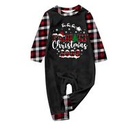 Christmas Pajamas for Family，2 Pcs Familiy Matching Christmas Soft Pjs,Long Sleeve T-Shirts and Plaid Pants Xmas Sleepwear Parent-Child Nightwear Loungewear for Dad Mom Kids and Baby