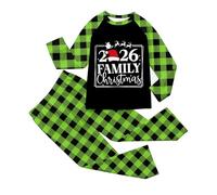 Christmas Pajamas for Family，2 Pcs Familiy Matching Christmas Soft Pjs Long Sleeve T-Shirts and Plaid Pants Xmas Sleepwear Parent-Child Nightwear Loungewear for Dad Mom Kids and Baby