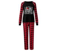 Christmas Pajamas for Family，2 Pcs Familiy Matching Christmas Soft Pjs Long Sleeve T-Shirts and Plaid Pants Xmas Sleepwear Parent-Child Nightwear Loungewear for Dad Mom Kids and Baby