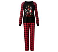 Christmas Pajamas for Family，2 Pcs Familiy Matching Christmas Soft Pjs Long Sleeve T-Shirts and Plaid Pants Xmas Sleepwear Parent-Child Nightwear Loungewear for Dad Mom Kids and Baby