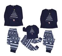 Christmas Pajamas for Family, Matching Family Christmas Pyjamas Set, Fun Couple Matching PJs Set, Printed Xmas Sleepwear Cartoon Cute Nightwear for Women Men Kids Baby Dogs Navy