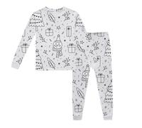 Christmas Pajamas for Girls Snowflake Print Long Sleeves Button Down Shirts Tops and Shorts Cute 2 Piece Y2k Snug Fit Outfit Fall Winter Clothes V Neck Graphic Matching Set