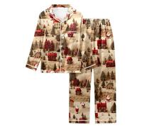 Christmas Pajamas for Women, Women'S Festive Holiday Print Pajama Set Cozy Long Sleeve Top and Comfortable Bottoms Combo for Winter Nights (Beige, 3Xl)