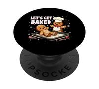 Christmas Pajamas Funny Gingerbread Let's Get Baked Baking PopSockets Adhesive PopGrip
