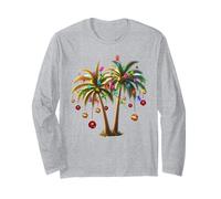Christmas Palm Tree Lighting Hawaiian Tropical Santa Xmas Long Sleeve T-Shirt