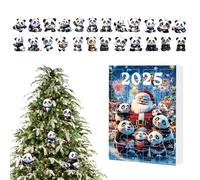 Christmas Panda - 24 Days Cute Panda Pendant Countdown Calendar - 2D Acrylic Animal Ornaments for Christmas Tree Window Wall Door Car Backpack Decoration
