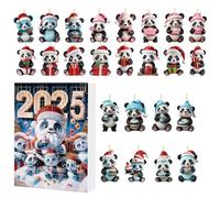 Christmas Panda Advent 24 Days - Ornaments Set Countdown Calendar, Dog Christmas Calendar, Funny Decor Gift For Animal Lovers | Acrylic Ornaments With Kitten Dogs For Animal Lovers