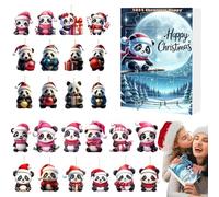 Christmas Panda Advent Calendar 2025, Christmas Tree Pandas Pendant Countdown Calendar, 2D Panda Xmas Tree Ornament Advent Calendar, Acrylic Panda Figure Countdown Calendar, for Panda Lover (B)