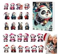 Christmas Panda Advent Calendar 2025, Christmas Tree Pandas Pendant Countdown Calendar, 2D Panda Xmas Tree Ornament Advent Calendar, Acrylic Panda Figure Countdown Calendar, for Panda Lover (D)