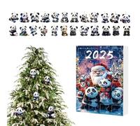 Christmas Panda Advent | Panda Ornaments Countdown Calendar 24-Day 2025-2D Acrylic Flat Animal Charm for Christmas Tree Party Window Car Rearview Mirror Door Wall Decor