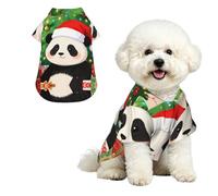 Christmas Panda Hat M Pet Hawaiian Shirt for Small Dogs-Cute Summer Beach Outfit for Puppy, Soft Breathable Cat Clothes with Buttons