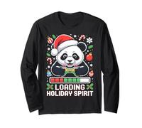 Christmas Panda Playing Video Games Xmas Lights Gamer Long Sleeve T-Shirt