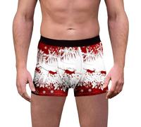 Christmas Pants Men- Woven Boxers for Men- 3d Novelty Xmas Underpants Breathable Comfortable Underwear Loose Festive Costumes Plus Size Soft Design Trunks Christmas Special Boyshort Style Retro