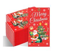 Christmas Paper Napkins, 200 Pcs Christmas Disposable Guest Napkins, Red Xmas Decorative Dinner Hand Towels for Xmas Ornaments Holiday Festive Wedding Party Kitchen Bathroom Lunch Dinner Table Decor