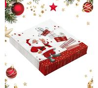 Christmas Paper Napkins 40 Pack - Premium Virgin Pulp, 6.5 Inch Disposable Festive Serviettes, Santa & Snowflake Designs for Holiday Table Decor (White)