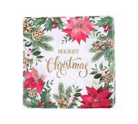 Christmas Paper Napkins - Decorative Guest Napkins, Festive Square Table Fabrics, Printed Floral Pattern 33 x 33 cm | Ideal for Party Meals, Weddings, Birthday Parties